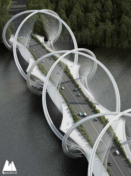 طراحی پل المپیک 2022 پکن با کمان های مارپیچی