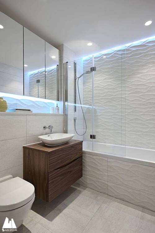 ایده هایی برای کاشی حمام- با نصب کاشی سه بعدی دیواره های حمام را بافت دار کنید ,ایده هایی برای کاشی حمام,کاشی سه بعدی برای بافت دار کردن دیوارهای حمام,