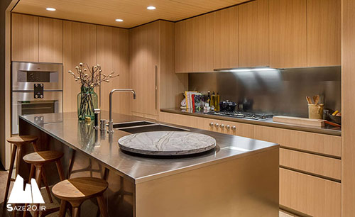 دکوراسیون آشپزخانه , آشپزخانه مدرن , کابینت‌هایی از جنس چوب بلوط
