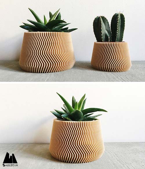 گلدان هایی از چوب با طراحی سه بعدی چاپی