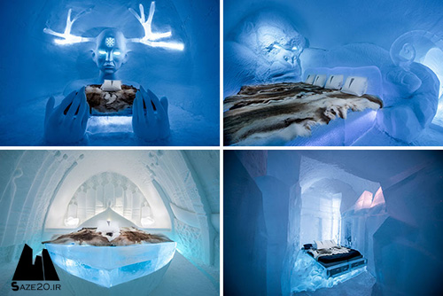 هتل یخی سوئد و نمایش آثار هنری سحرآمیز آن