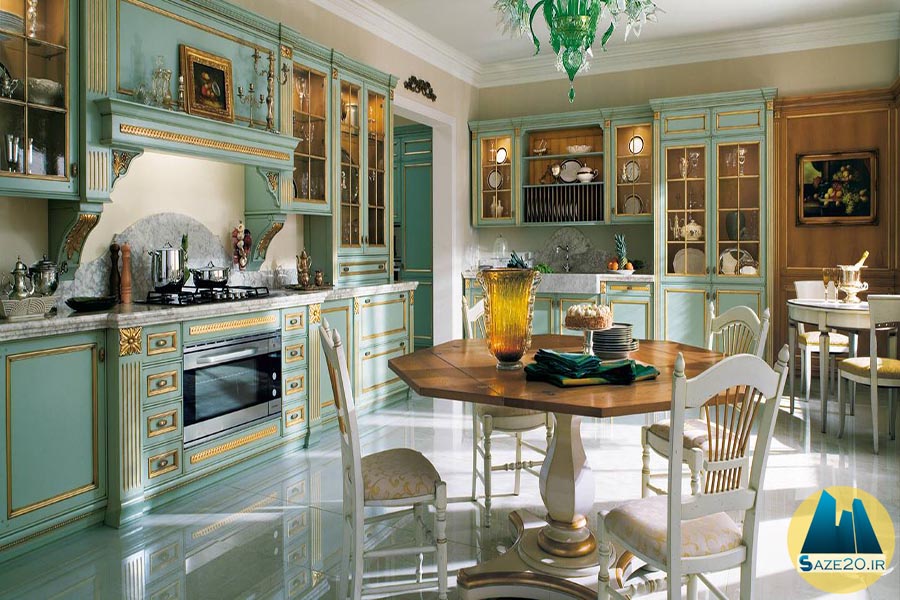 طراحی آشپزخانه ویلا به سبک فرانسوی
