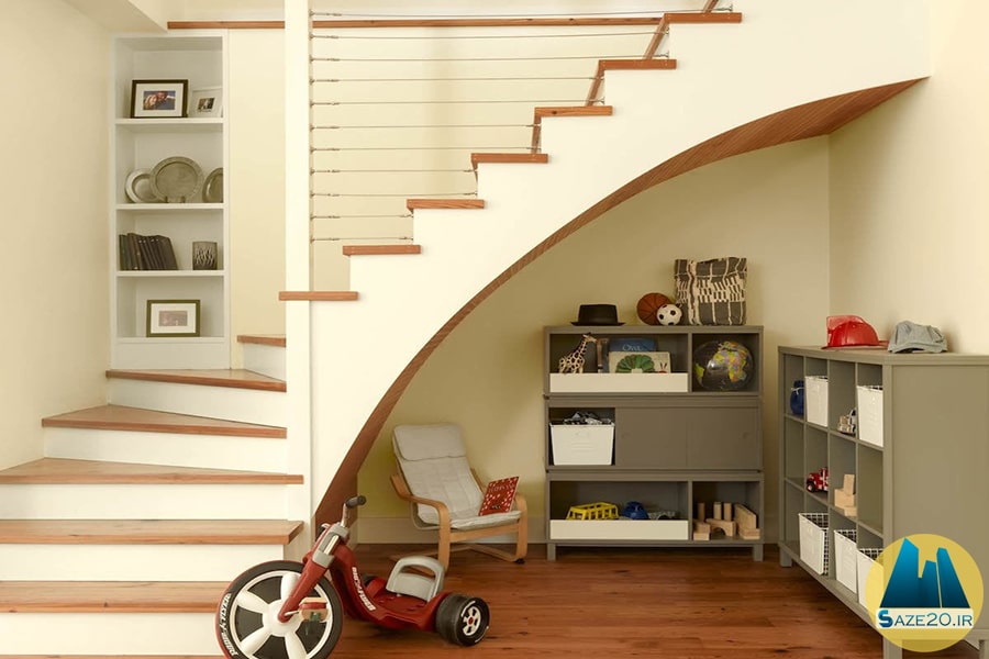 طراحی زیبای فضای زیر راه پله به عنوان اتاق دوم کودکان